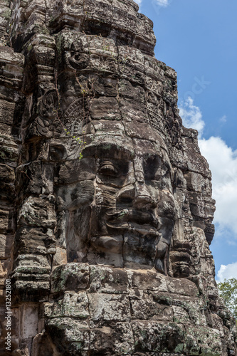 Ruin bayon stone face at gateway of Angkor Wat, Siem Reap, Cambo © mrcmos