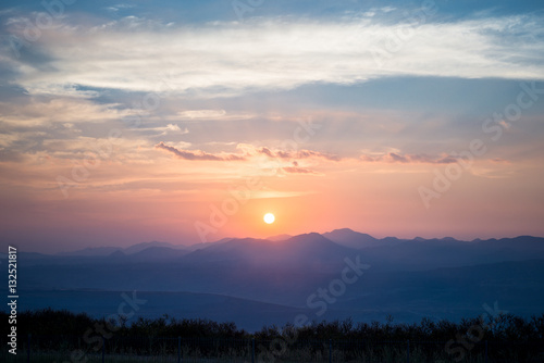 The evening sky and mountains