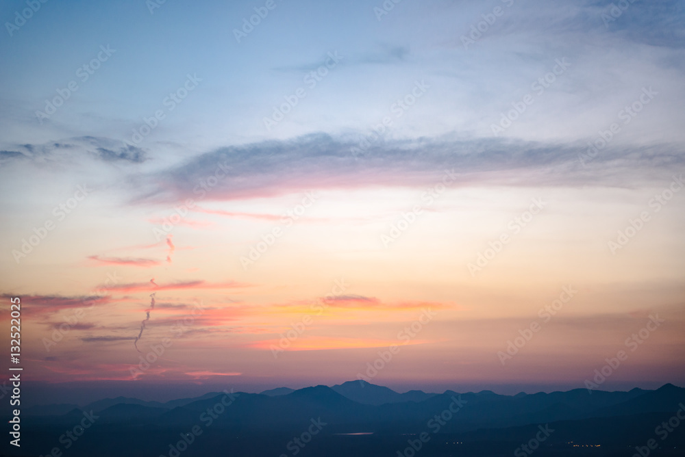 The evening sky and mountains