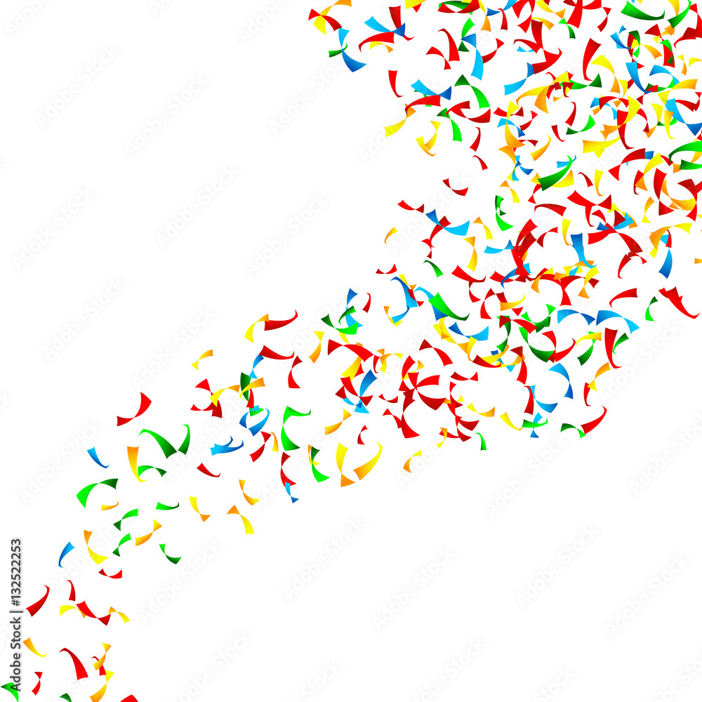 Obraz premium Confetti Falling Vector. Bright Explosion Isolated On White. Background For Birthday, Anniversary, Party, Holiday Decoration.