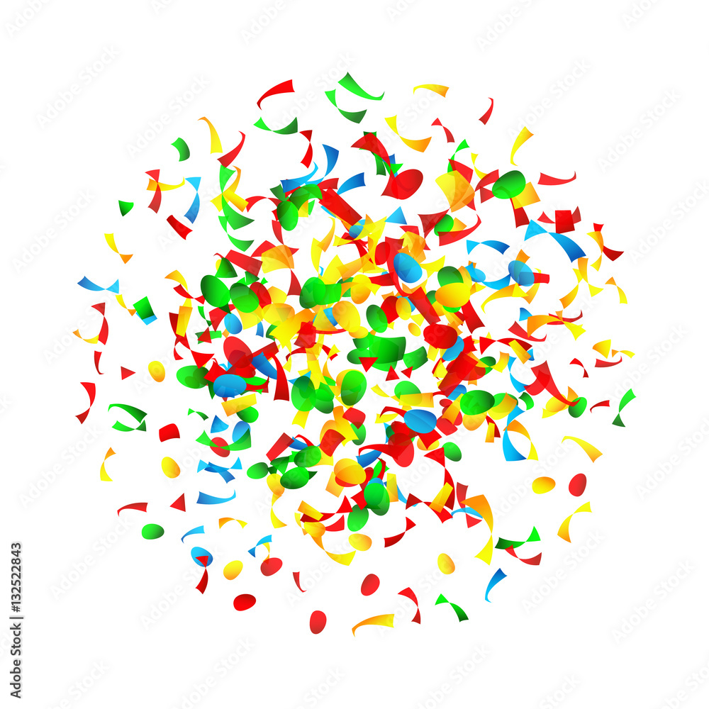 Confetti Falling Vector. Bright Explosion Isolated On White. Background For Birthday, Anniversary, Party, Holiday Decoration. Confetti Falling Vector. Bright Explosion Isolated On White. Background For Birthday, Anniversary, Party, Holiday Decoration.