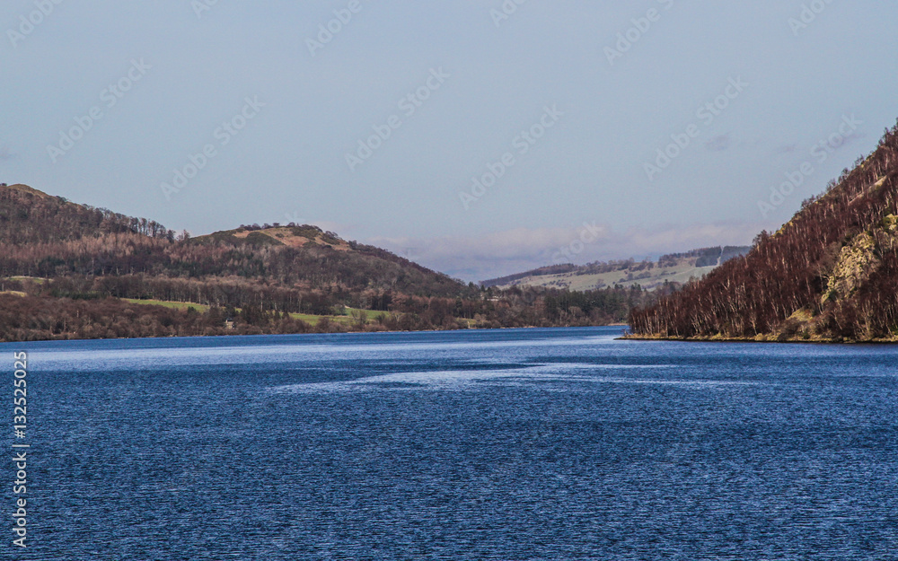 Mountains over the Brathay bay in Ambelside, CUmbria