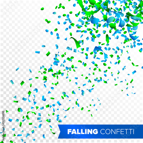 Confetti Falling Vector. Bright Explosion Isolated On White. Background For Birthday, Anniversary, Party, Holiday Decoration.