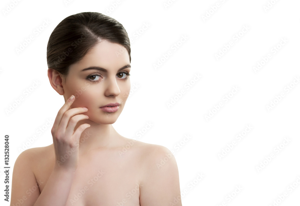 Beauty woman portrait - beautiful brunette. Model isolated on white background. Beauty woman portrait - beautiful brunette. Model isolated on white background.