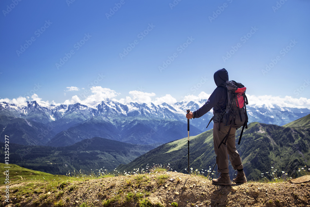 Hiker in the mountains Hiker in the mountains