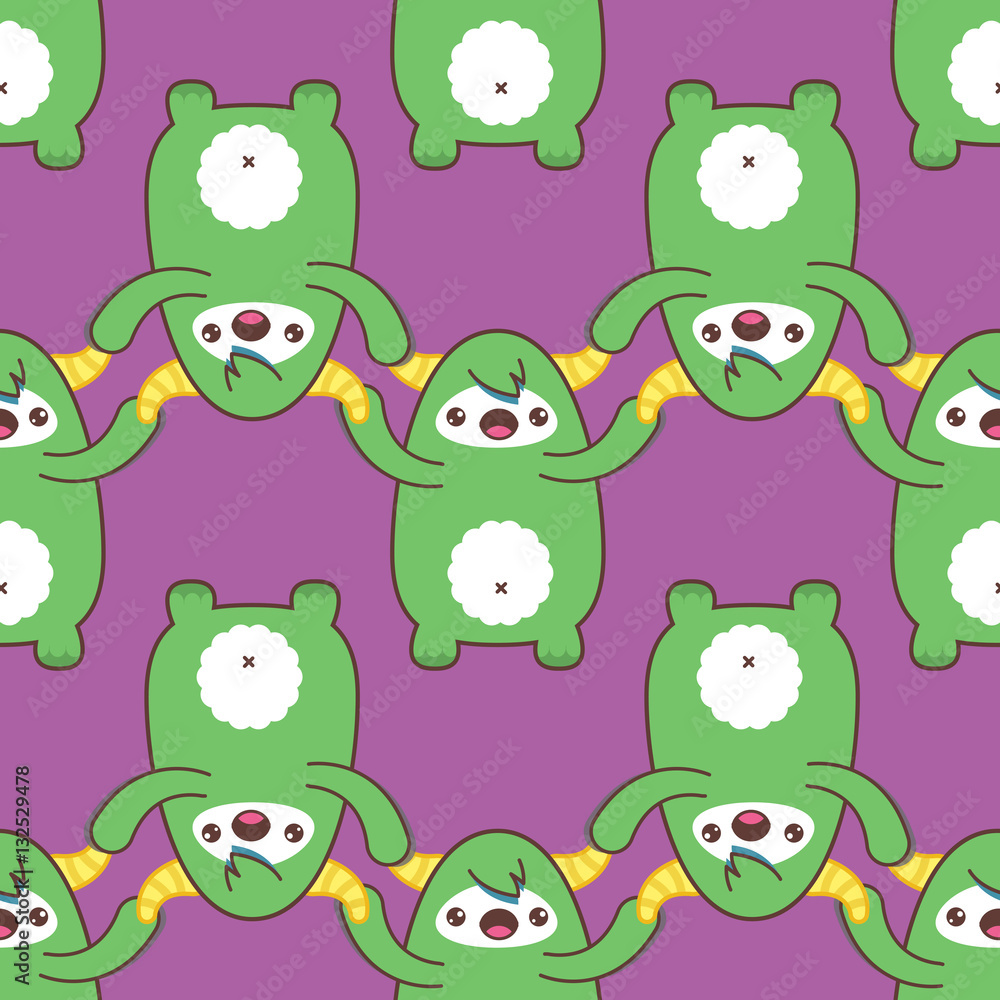 Fototapeta premium Cartoon yeti seamless pattern. Vector illustration