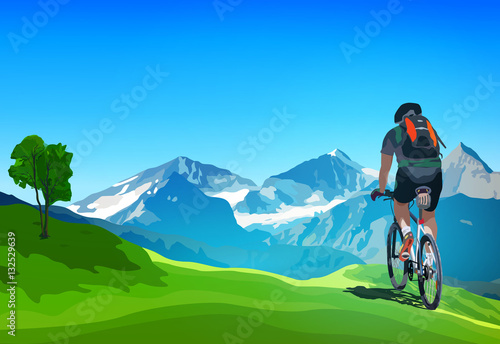 Cyclist traveling photo