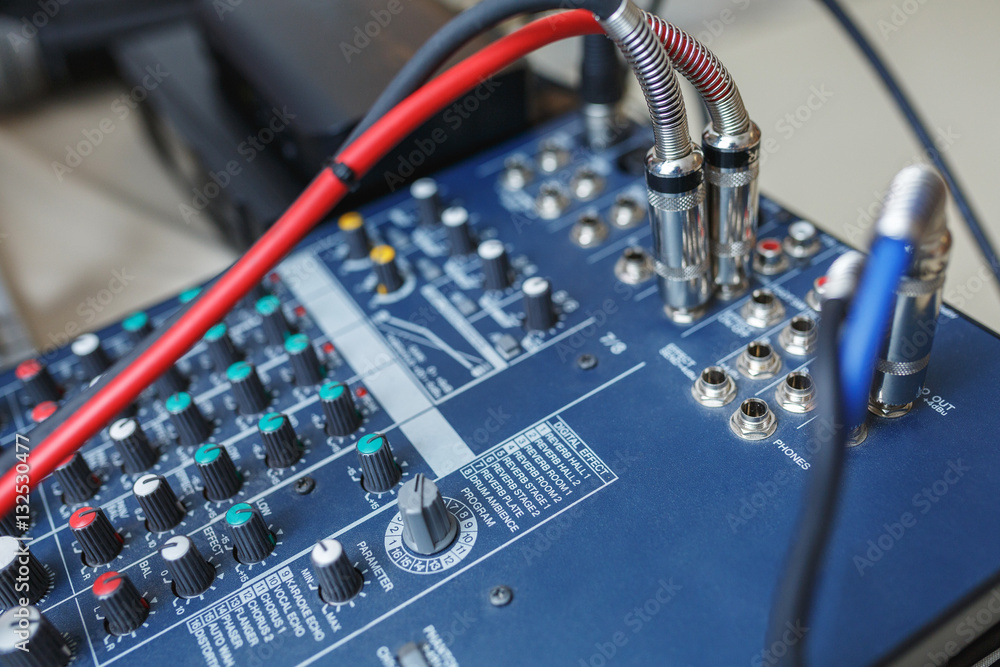 DJ mixer for sound effects and acoustic systems connection. Stock Photo |  Adobe Stock