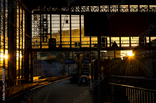 Photography trainstation in berlin with evening sun