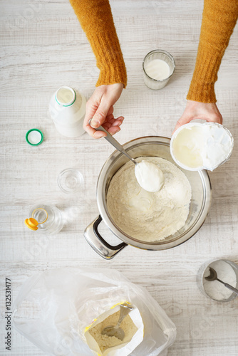 Ingredients for cooking pizza on the table