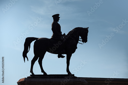 Ataturk statue silhouette  that located at Ankara  Ulus square  turkey