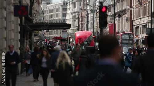Crowds of people on Piccadilly Circus in London