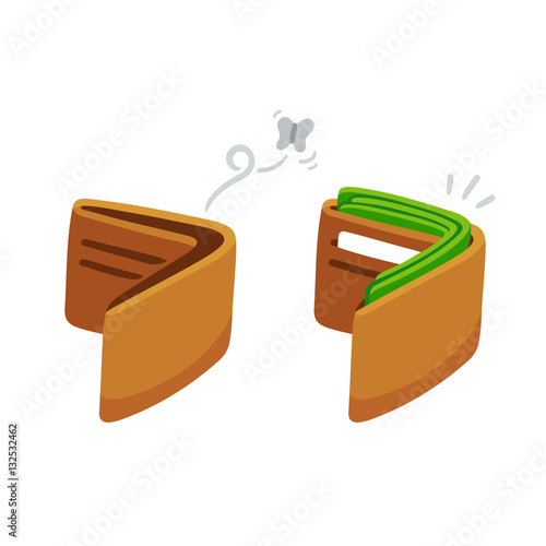 Full and empty wallet illustration