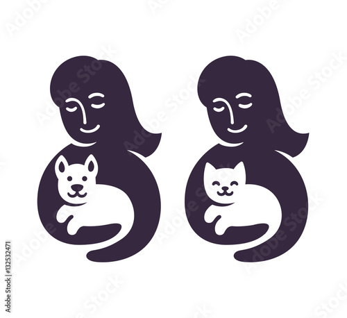 Woman with pet logo
