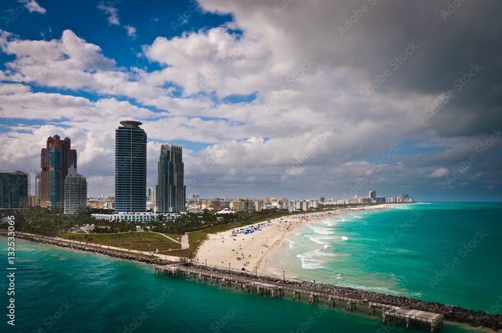 Naklejka premium Widok Biera na plażę w South Miami