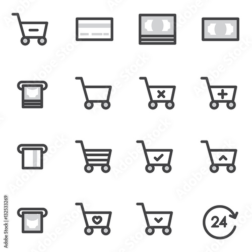 Set of Outline stroke Shopping icons Vector illustration
