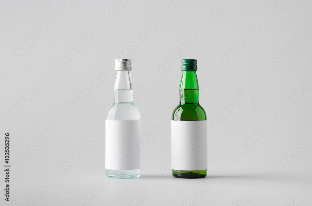 Miniature Spirits/Liquour Bottle Mock-Up - Two Bottles. Blank La Miniature Spirits/Liquour Bottle Mock-Up - Two Bottles. Blank La