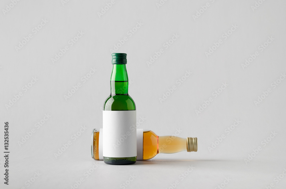 Miniature Spirits/Liquour Bottle Mock-Up - Two Bottles. Blank La Miniature Spirits/Liquour Bottle Mock-Up - Two Bottles. Blank La