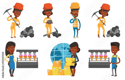 Vector set of industrial workers.