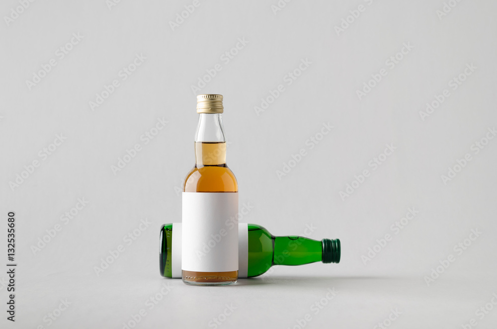 Miniature Spirits/Liquour Bottle Mock-Up - Two Bottles. Blank La Miniature Spirits/Liquour Bottle Mock-Up - Two Bottles. Blank La