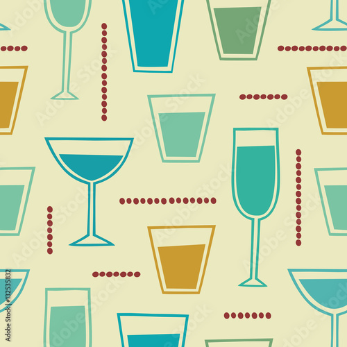 Modern seamless pattern with cocktail drinks.