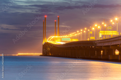 2nd Penang Bridge or known as Sultan Abdul Halim Muadzam Shah bridge view during dawn photo