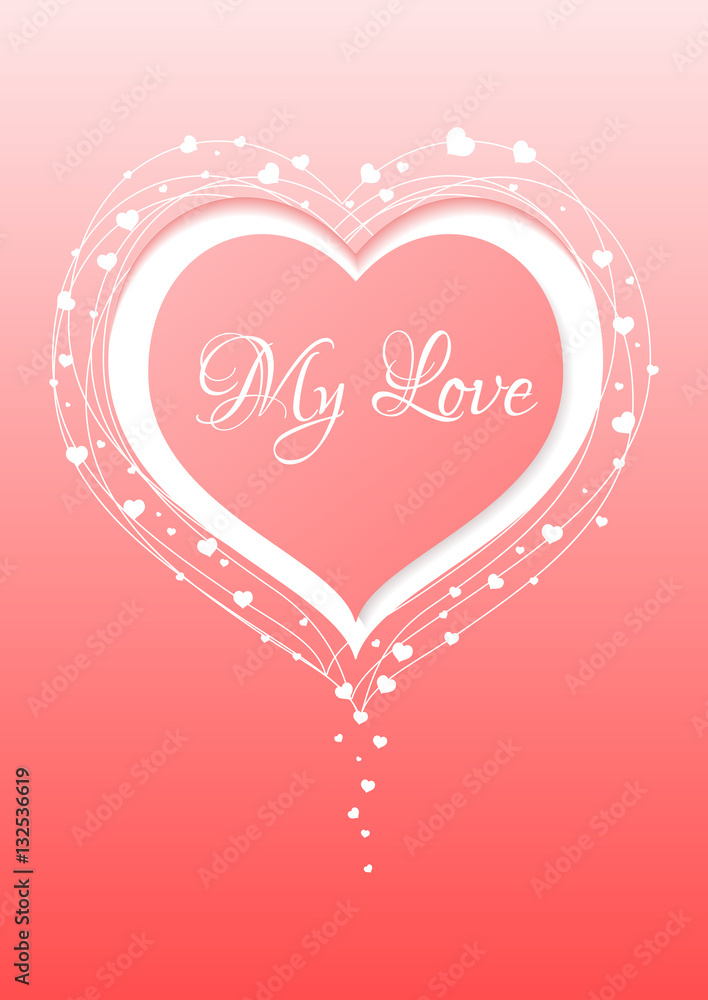 Valentine's day abstract background with cut paper heart.