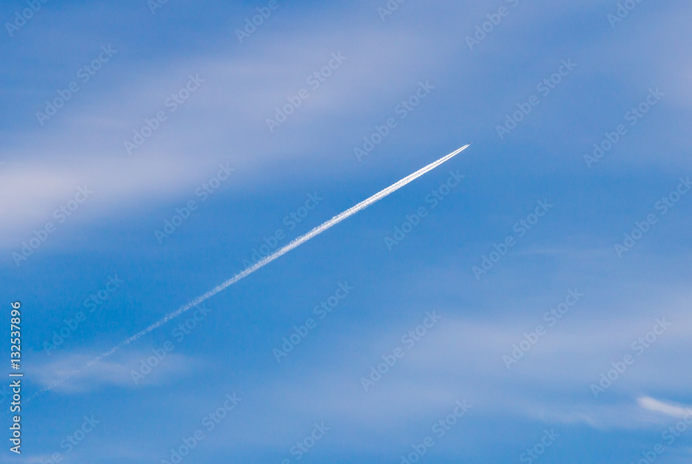 the trail from an airplane in the sky the trail from an airplane in the sky