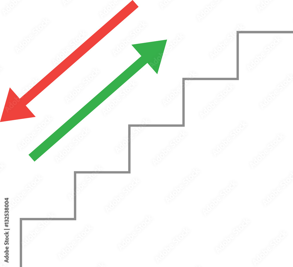 Vector line stairs with arrow down and up