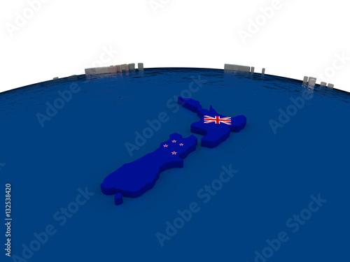 New Zealand with flag