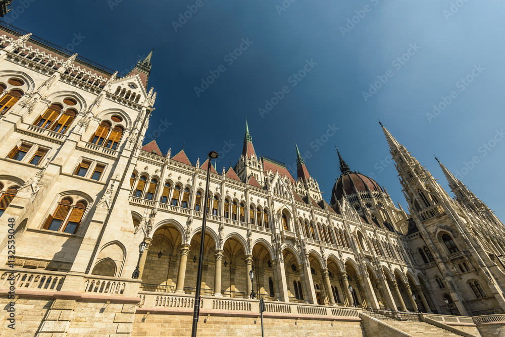 Fototapeta premium Parliament building in Budapest in sunny ,summer day .Hungary