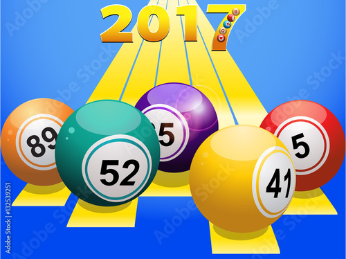 Bingo balls 2017 on yellow stripes