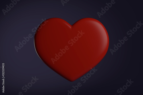 Huge red heart on dark background.