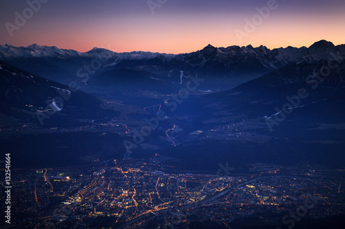 Night mountain landscape. Alps. Іnnsbruck city