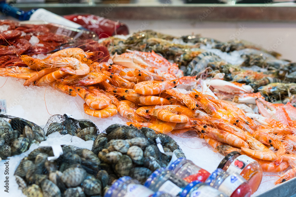 Seafood in Santa Cruz market Seafood in Santa Cruz market