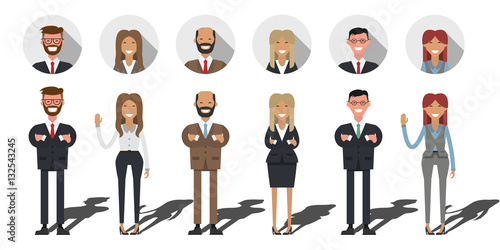 Business people set. Flat shadow.