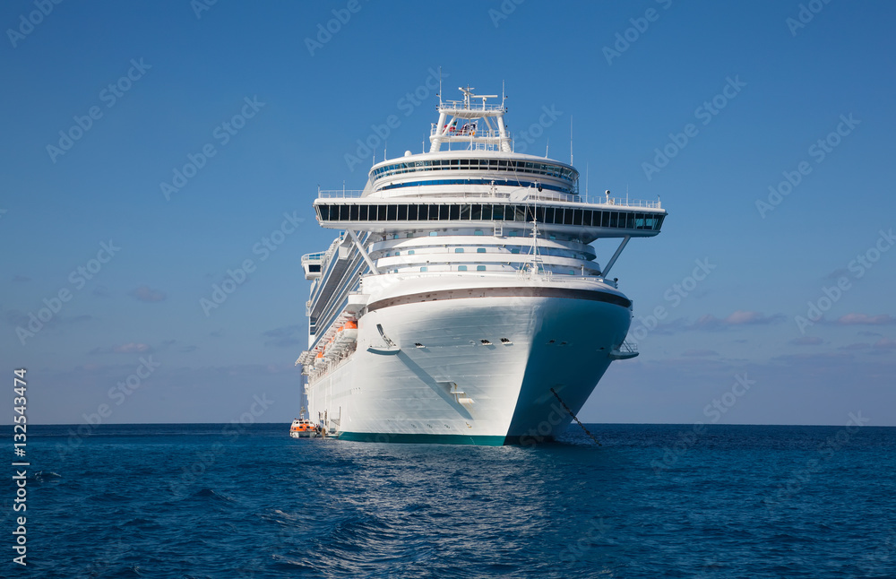 Cruise Ship Anchored in Caribbean