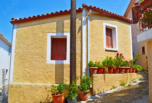 traditional houses at Kymi village Euboea Greece photo