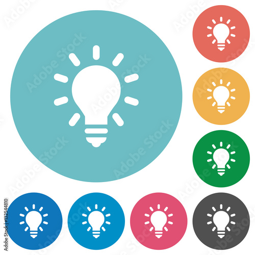 Lighting bulb as idea concept flat round icons