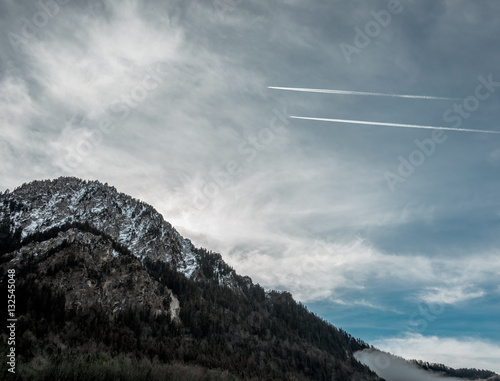Two aircraft over the Bavarian Alps, Germany photo