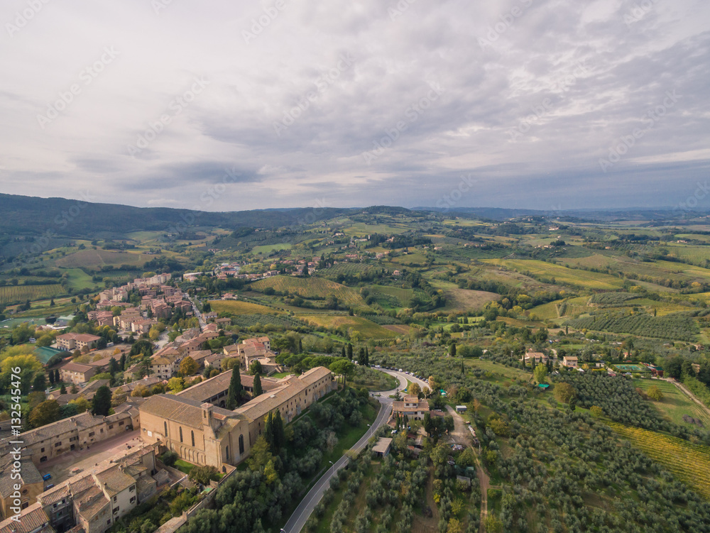 San Gimignano, Italy, aerial view