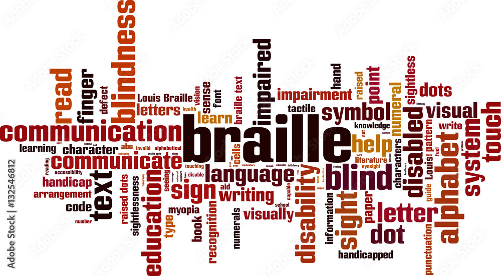 Braille word cloud concept. Vector illustration Braille word cloud concept. Vector illustration