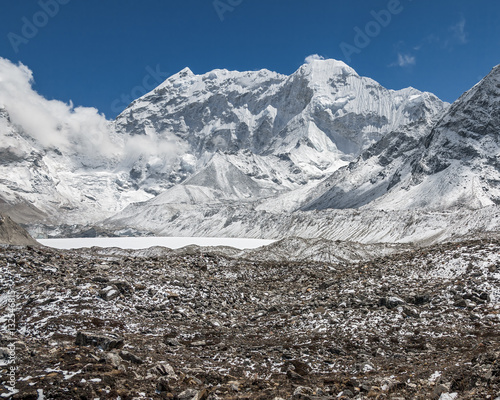 View from the Chhukhung Ri on the Amphulapche peak and Imja Tsho - Everest region, Nepal, Himalayas photo
