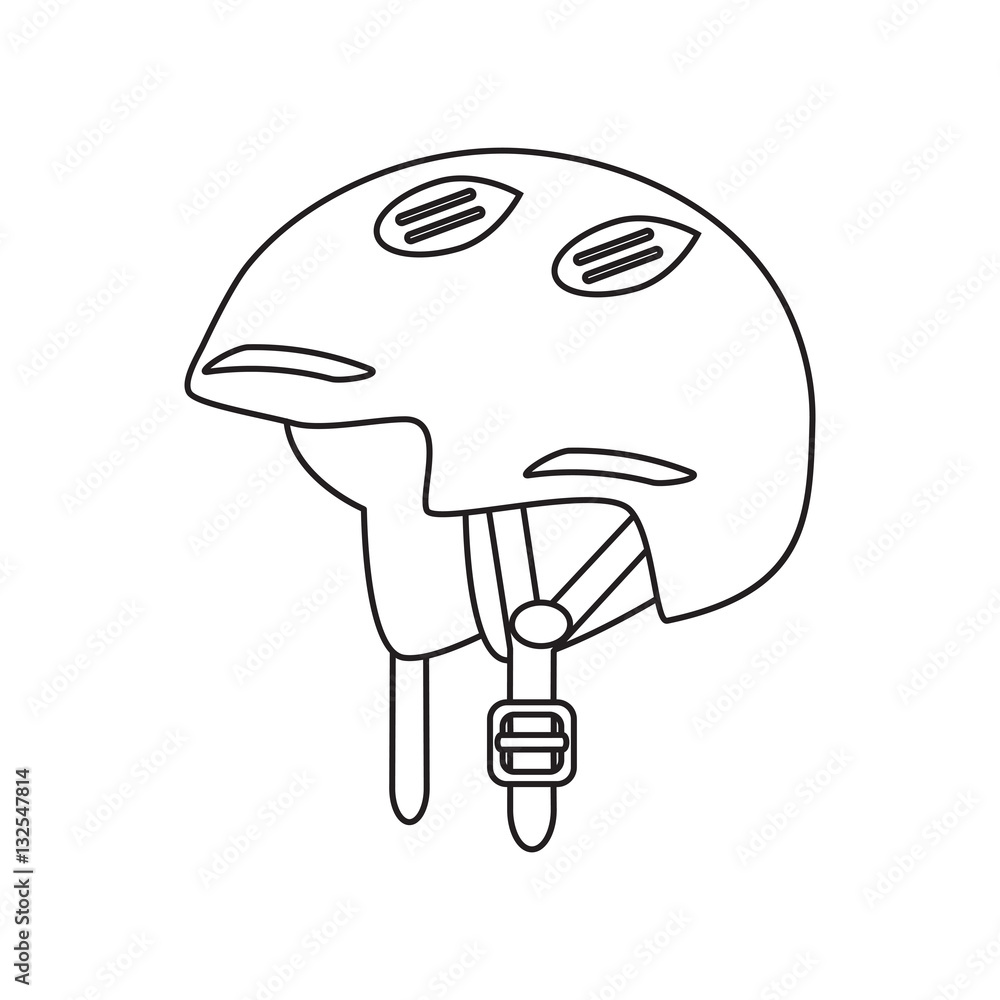 Vector isolated icon illustration of ski helmet in outline design on white background Stock