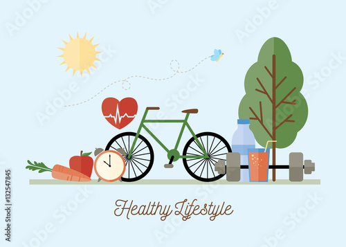 Healthy Lifestyle Concept - Vector Illustration
