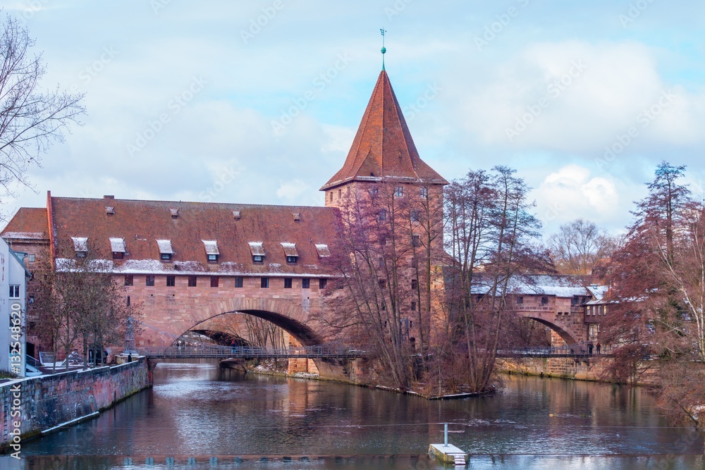 Fototapeta premium Fronveste und Kettensteg im Winter
