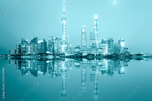 Beautiful Shanghai skyline at night,modern urban background