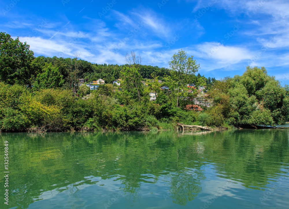Aare river in Switzerland, view from the town of Aarau