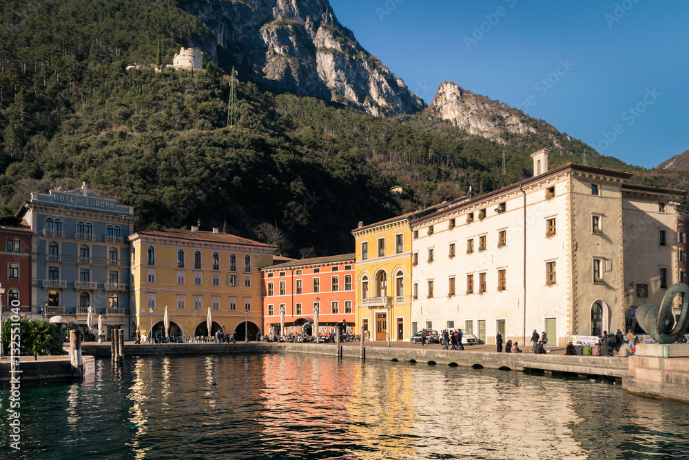 The town of Riva del Garda seen from the lake.