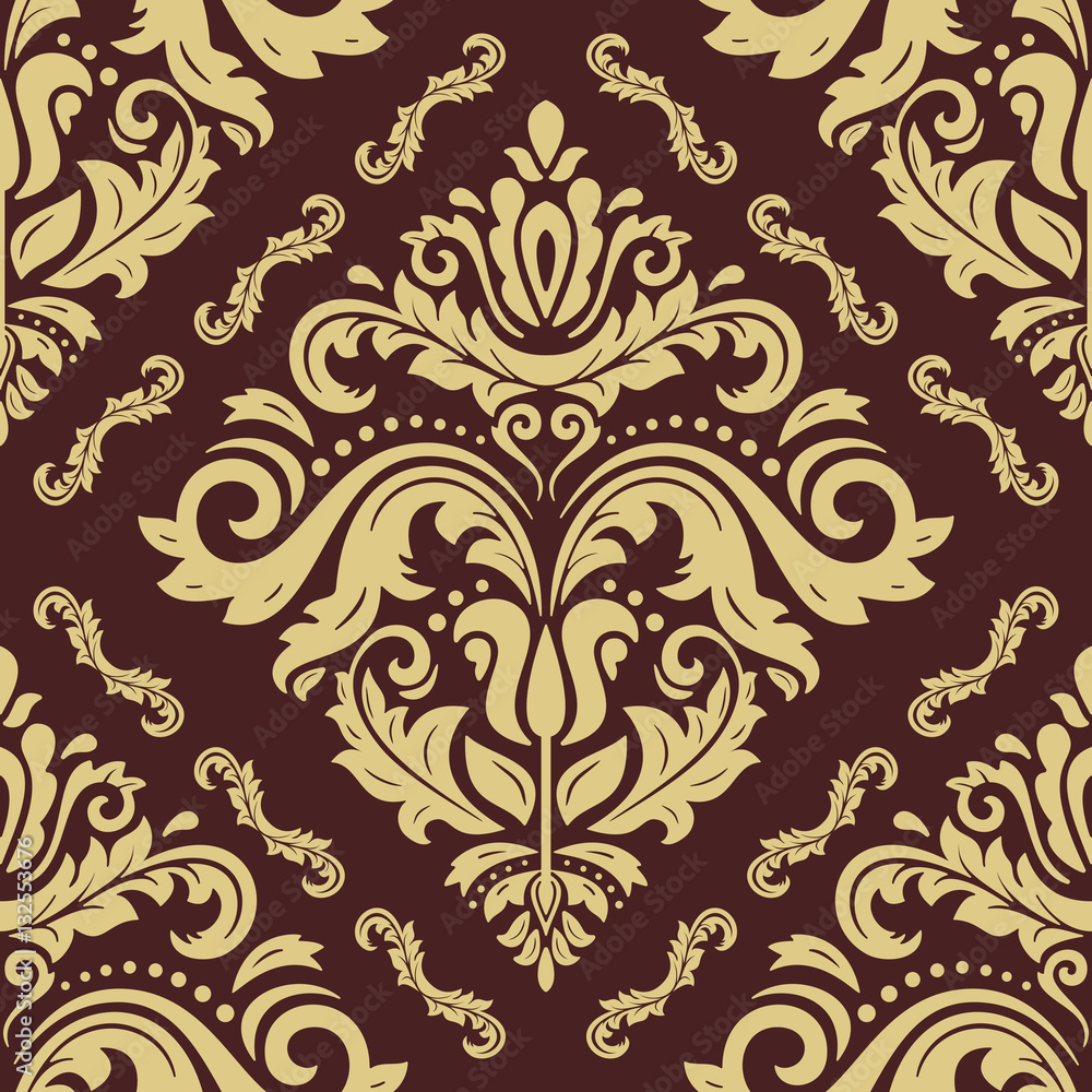 Seamless classic vector brown and golden pattern. Traditional orient ornament. Classic vintage background Seamless classic vector brown and golden pattern. Traditional orient ornament. Classic vintage background